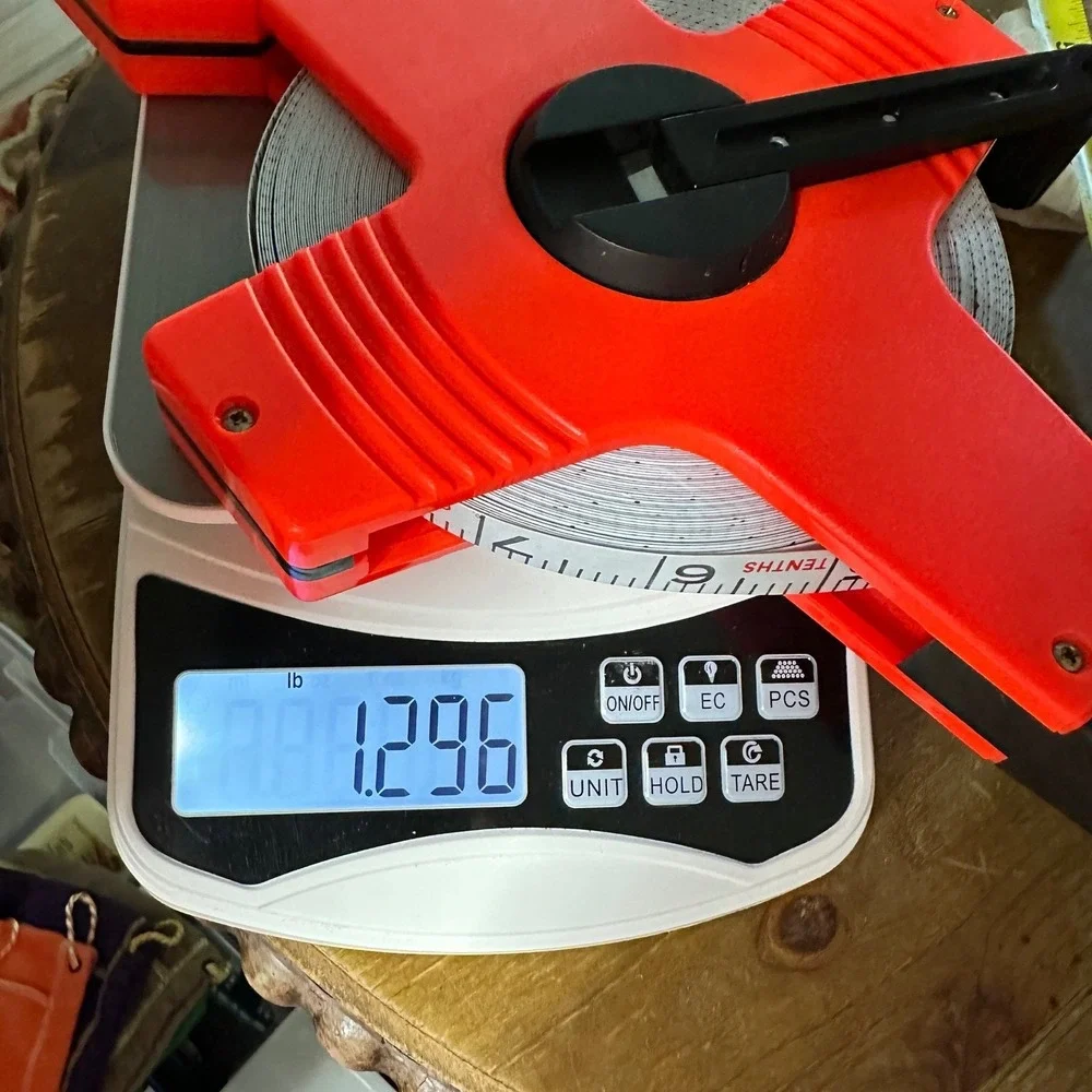 100ft Open Reel Fiberglass Tape Measure Orange Surveyor Construction Engineering